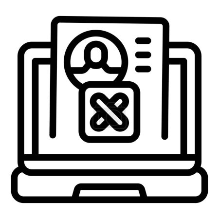 Illustration for Laptop account icon outline vector. Web deleting. Avatar network - Royalty Free Image
