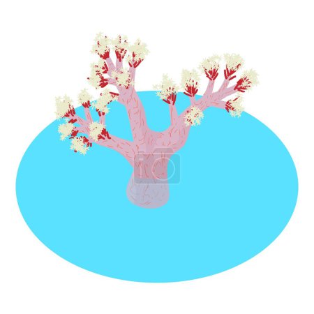 Téléchargez les illustrations : Icône corail arbre vecteur isométrique. Beau corail d'arbre rose dans l'icône de l'eau marine. Monde sous-marin, invertébrés - en licence libre de droit