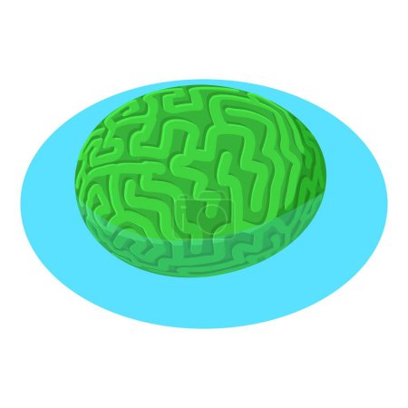 Téléchargez les illustrations : Icône corail cerveau vecteur isométrique. diploria labyrinthiformis vert dans l'icône de l'eau. Monde sous-marin, invertébrés - en licence libre de droit