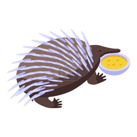 Illustration for Echidna eat icon isometric vector. Cute animal. Wild mammal - Royalty Free Image