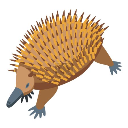 Illustration for Running echidna icon isometric vector. Cute animal. Wild mammal - Royalty Free Image