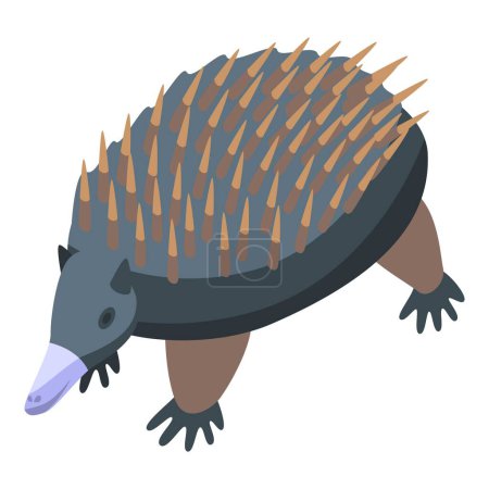 Illustration for Funny echidna icon isometric vector. Cute animal. Wild mammal - Royalty Free Image