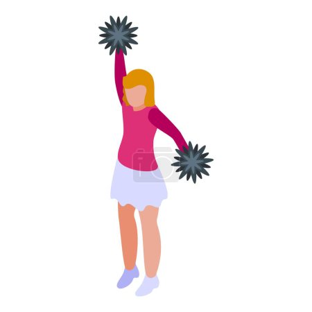 Illustration for Cheer girl icon isometric vector. Dance woman. Student cute - Royalty Free Image