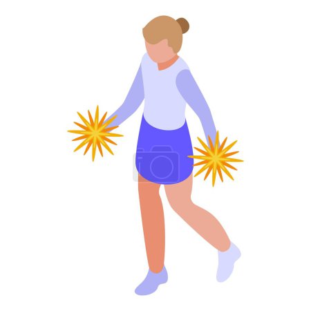 Illustration for Cheer girl icon isometric vector. School cheerleader. Dancer art - Royalty Free Image