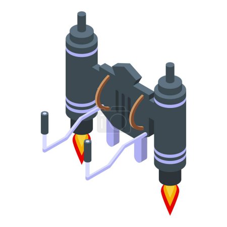 Ilustración de Fuego icono jetpack vector isométrico. Jet pack. Futuro cohete - Imagen libre de derechos