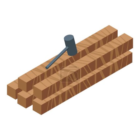 Ilustración de Icono carpintero madera vector isométrico. Fabricación de muebles. Proceso de trabajo - Imagen libre de derechos