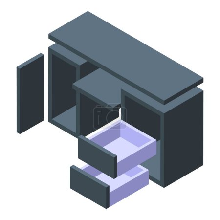 Ilustración de Ensamblaje icono de escritorio vector isométrico. Fabricación de muebles. Producto trabajador - Imagen libre de derechos
