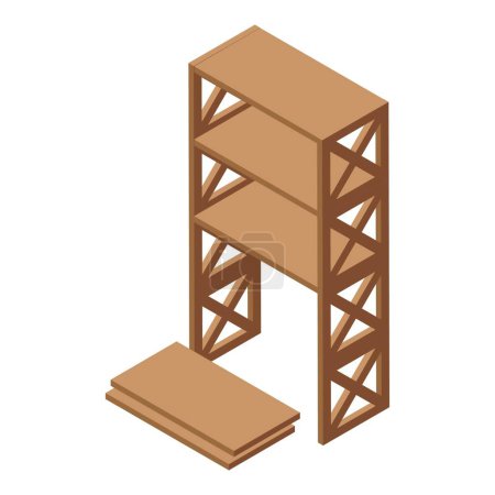 Ilustración de Muebles icono de madera vector isométrico. Fábrica de fabricación. Fabricación de trabajadores - Imagen libre de derechos