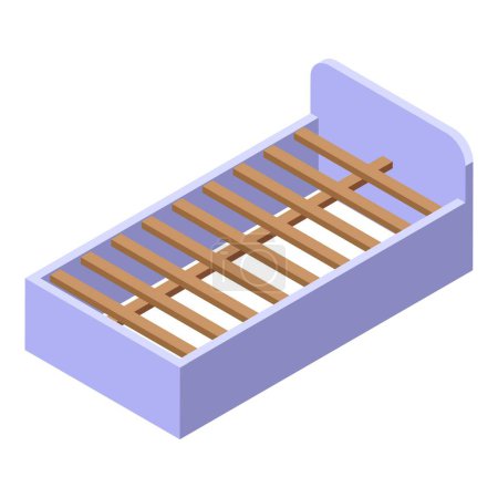 Ilustración de Icono de cama de madera vector isométrico. Trabajadora. Habitación personalizada - Imagen libre de derechos