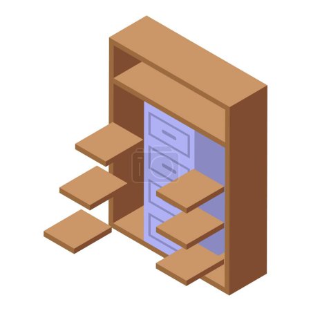 Ilustración de Icono de muebles de madera vector isométrico. Haciendo proceso. Carpintero trabajador - Imagen libre de derechos