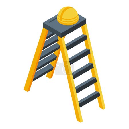 Ilustración de Instale el icono de escalera de techo vector isométrico. Construcción de casas. Desagüe exterior - Imagen libre de derechos