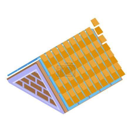 Ilustración de Icono de techo de madera vector isométrico. Construcción de casas. Estructura del trabajo - Imagen libre de derechos