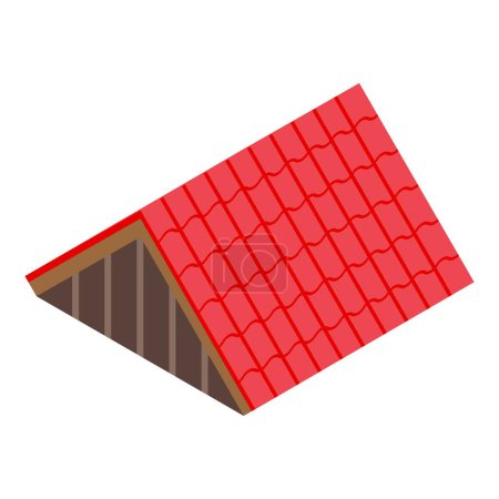 Ilustración de Icono de techo rojo vector isométrico. Reparación. Textura exterior - Imagen libre de derechos