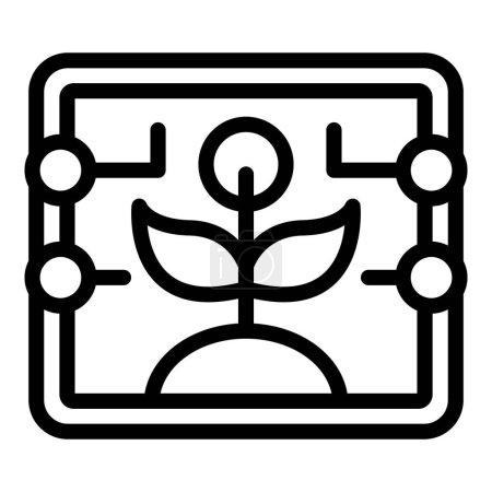 Illustration for Sensor flower icon outline vector. Innovation system. Plant tablet - Royalty Free Image