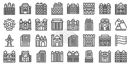Illustration for Vienna icons set outline vector. Opera house. Austria city - Royalty Free Image