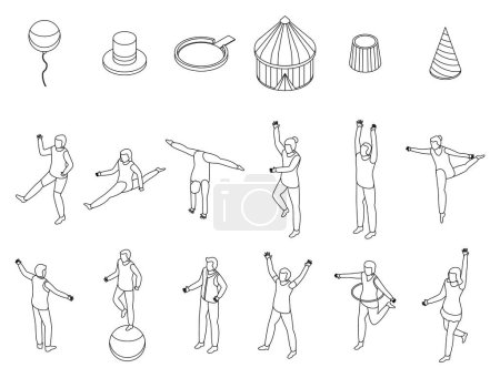 Illustration for Acrobat icons set. Isometric set of acrobat vector icons for web design isolated on white background outline - Royalty Free Image