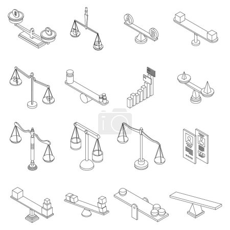 Illustration for Comparison icons set. Isometric set of comparison vector icons for web design isolated on white background outline - Royalty Free Image