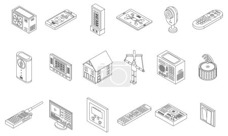 Illustration for Control icons set. Isometric set of control vector icons for web design isolated on white background outline - Royalty Free Image