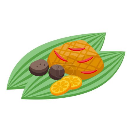 Ilustración de Filipinas hoja alimento icono vector isométrico. Comida de verano. Mapa de cultura - Imagen libre de derechos