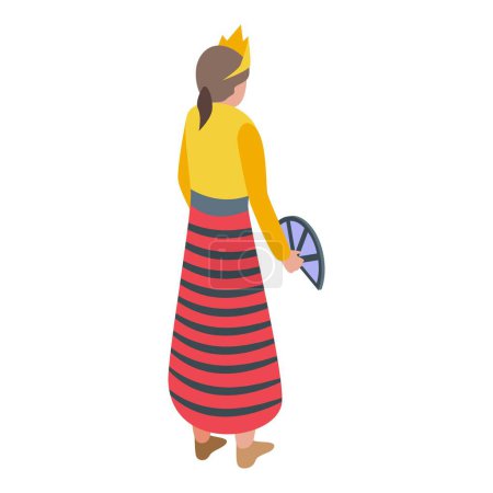 Illustration for Philippines woman dance icon isometric vector. Travel culture. Nationa filipino - Royalty Free Image