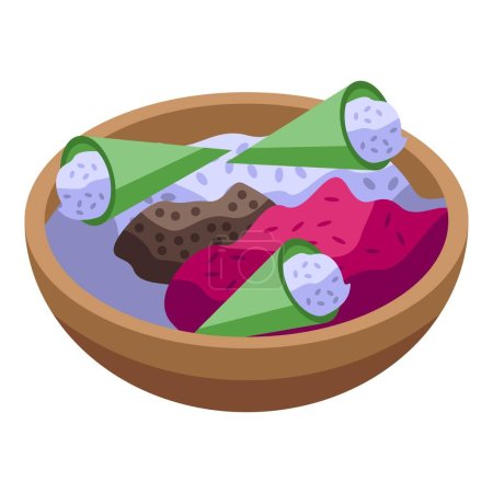Myanmar rice food icon isometric vector. Culture burma. People country