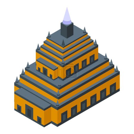 Illustration pour Myanmar bâtiment icône vecteur isométrique. Drapeau Asie. Culture asiatique - image libre de droit
