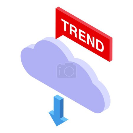 Illustration for Data cloud trend icon isometric vector. Business future. Person job - Royalty Free Image
