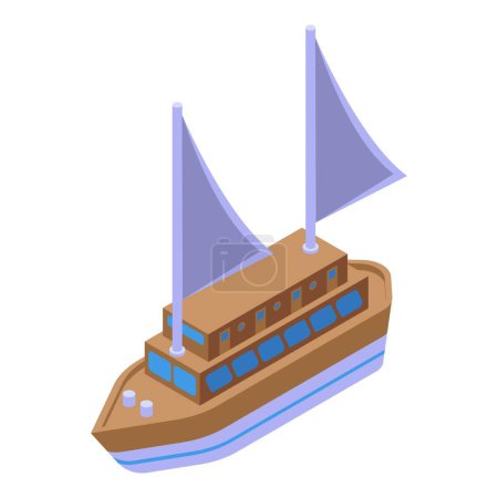 Ilustración de Croacia barco de mar icono vector isométrico. Linda cultura. Turismo de verano - Imagen libre de derechos