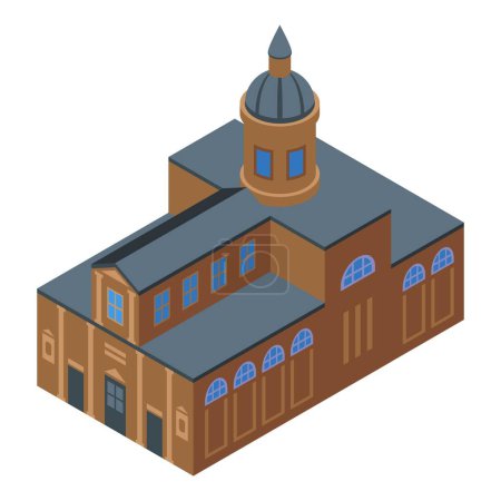 Ilustración de Croacia icono de la iglesia vector isométrico. Ciudad de Europa. Arquitectura turística - Imagen libre de derechos