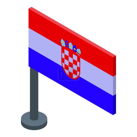 Ilustración de Croacia icono de la bandera vector isométrico. Mapa de viajes. Turismo rural - Imagen libre de derechos
