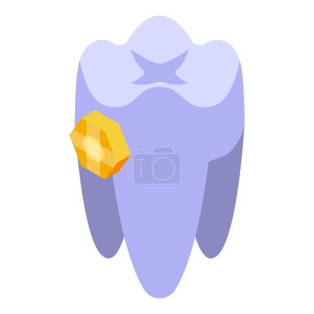 Illustration for Gold gem tooth icon isometric vector. Oral brush. Clean teeth - Royalty Free Image