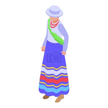 Ilustración de Ecuador linda mujer icono vector isométrico. Cultura de viajes. Libertad patriótica - Imagen libre de derechos