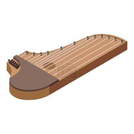 Illustration for Kantele lute icon isometric vector. Folk music. Acoustic guitar - Royalty Free Image
