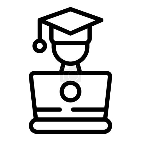 Illustration for Student club laptop icon outline vector. Class reader. Book person - Royalty Free Image