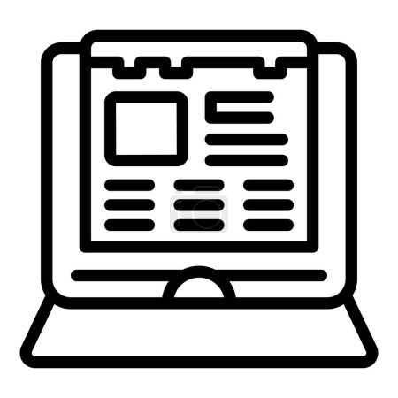 Illustration for Student laptop reader icon outline vector. Club study. Person book - Royalty Free Image
