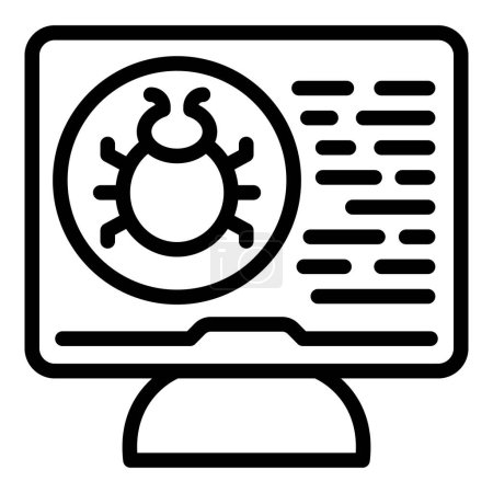 Ilustración de Icono de error informático contorno vector. Delito cibernético. Internet criminal - Imagen libre de derechos