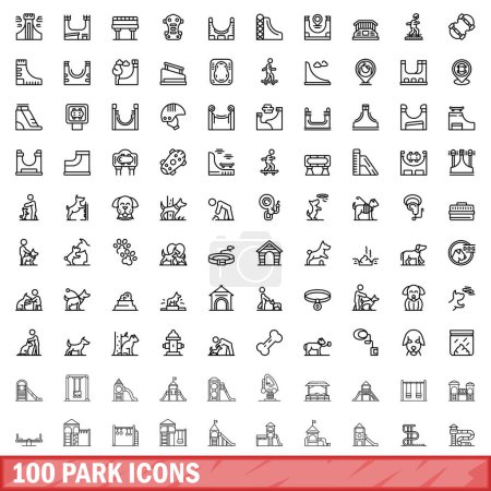 Illustration for 100 park icons set. Outline illustration of 100 park icons vector set isolated on white background - Royalty Free Image