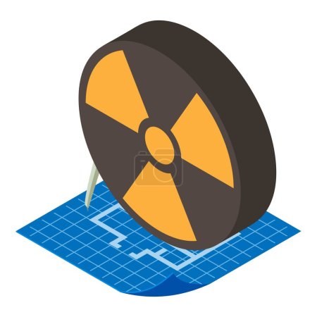 Ilustración de Radiological contamination icon isometric vector. Radioactive hazard sign, layout. Danger zone, building project - Imagen libre de derechos