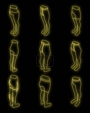 Ilustración de Tights icons set. Isometric set of tights vector icons neon isolated on black background - Imagen libre de derechos