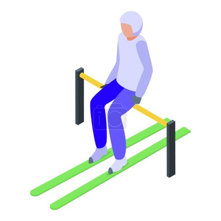Illustration for Ski jumping sport icon isometric vector. Winter jump. Skier snow - Royalty Free Image