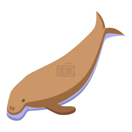 Téléchargez les illustrations : Dugong icon isometric vector. Sea animal. Underwater mammal - en licence libre de droit