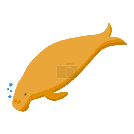 Téléchargez les illustrations : Brown dugong icon isometric vector. Sea baby. Water animal - en licence libre de droit