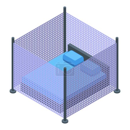 Téléchargez les illustrations : Mosquito protective bedroom net icon isometric vector. Electric cream. Malaria person - en licence libre de droit