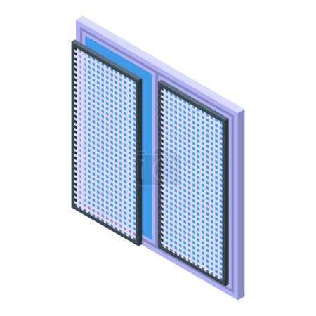 Ilustración de Mosquito protective window net icon isometric vector. Dengue protection. Spiral insect - Imagen libre de derechos