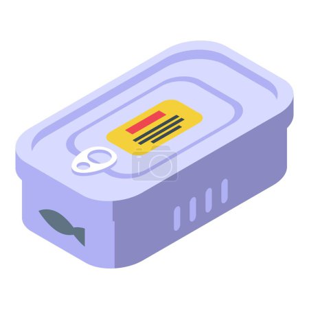 Illustration for Sardine tin can icon isometric vector. Herring fish. Pacific food - Royalty Free Image