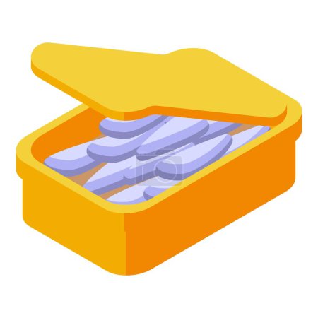 Illustration for Fish tin can icon isometric vector. Sardine food. Pacific food - Royalty Free Image