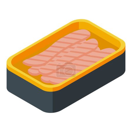 Téléchargez les illustrations : Red fish can icon isometric vector. Sardine herring. Dry oil food - en licence libre de droit
