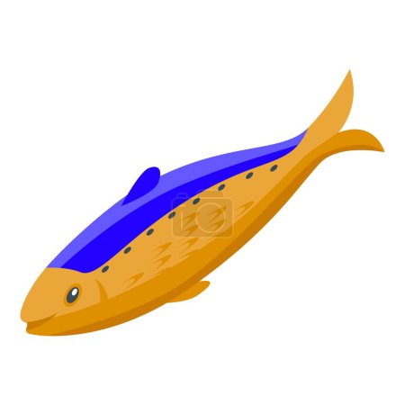 Téléchargez les illustrations : Pacific sardine icon isometric vector. Fish seafood. Oil food - en licence libre de droit