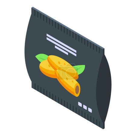 Ilustración de Croquette package icon isometric vector. Dish potato. Fried cuisine - Imagen libre de derechos