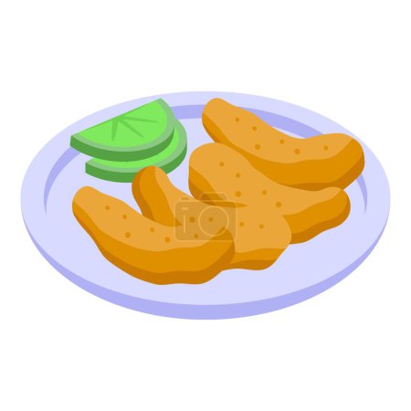 Téléchargez les illustrations : Croquette icon isometric vector. Food snack. Fried ball - en licence libre de droit